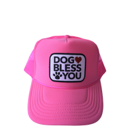 Hot Pink Dog Bless You Trucker Hat
