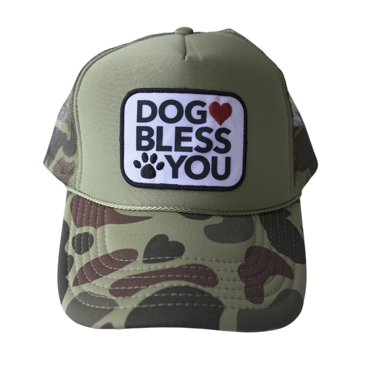 Camouflage Dog Bless You Trucker Hat