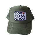 Olive Green Dog Bless You Trucker Hat