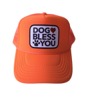 Neon Orange Dog Bless You Trucker Hat