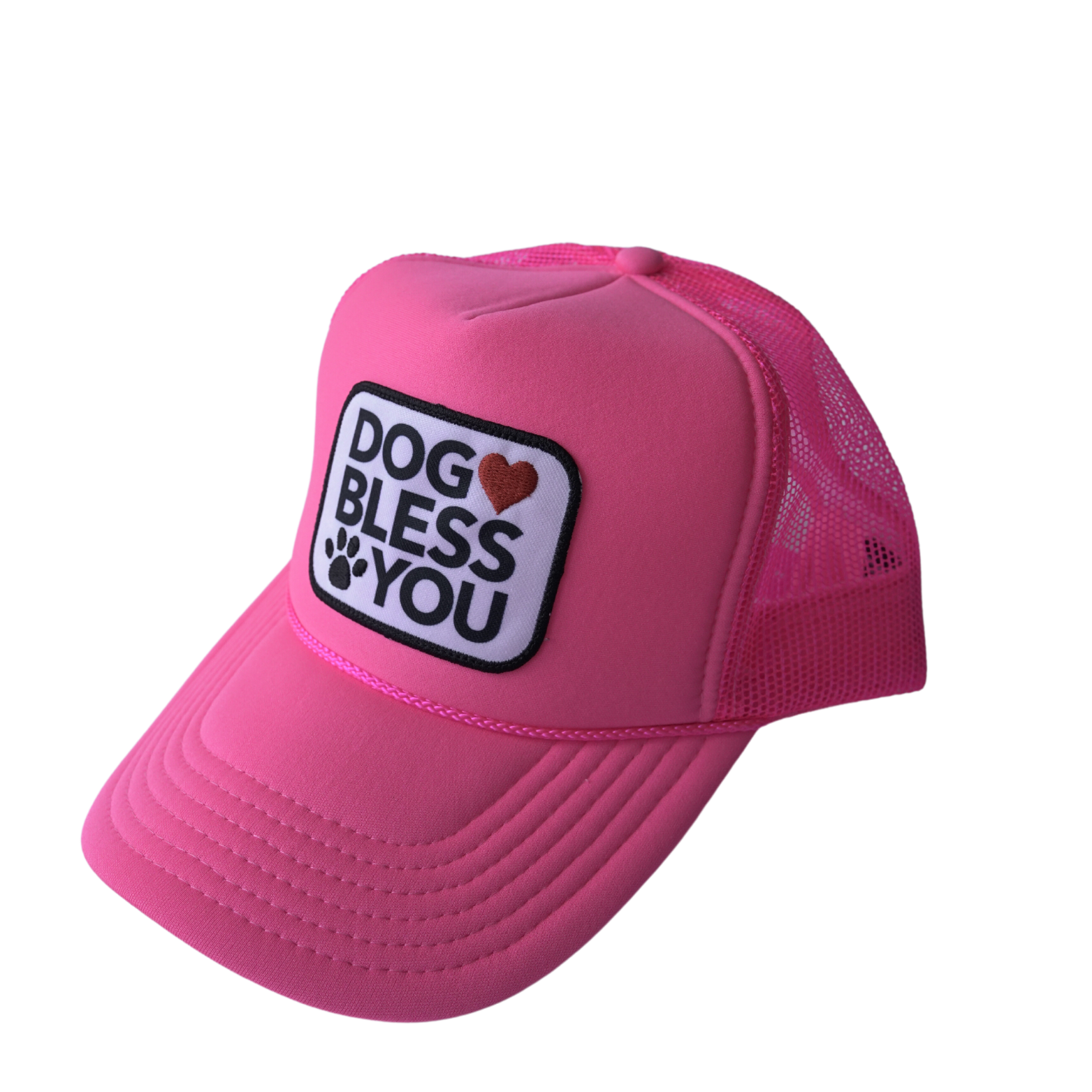 Hot Pink Dog Bless You Trucker Hat